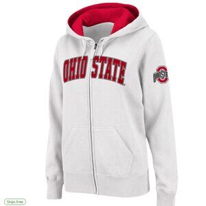 Ohio State Buckeyes Women's Arched Name Full-Zip Hoodie - White